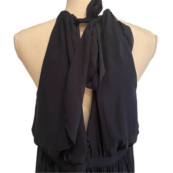 Watters & Watters Halter Top Fleurette Gown Navy Size 16W - Picture 8 of 12